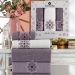 Подарочный набор полотенец для ванной 50х90(2), 70х140(1) Merzuka BELLA VITA хлопковая махра сиреневый, фото, фотография
