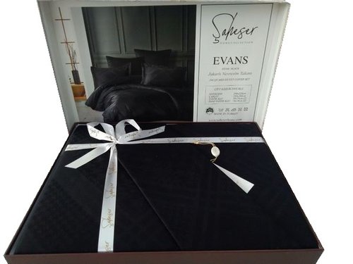 Постельное белье Saheser EVANS хлопковый сатин черный евро, фото, фотография