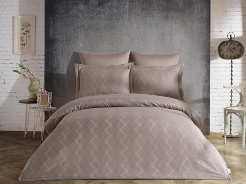 Постельное белье Saheser SAMARA хлопковый сатин кофейный евро, фото, фотография