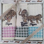 Подарочный набор кухонных полотенец 35х50(3) Efor LUX QUALİTE TIGER SERIES хлопковая вафля тигры, фото, фотография