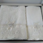 Набор полотенец для ванной в подарочной упаковке 2 пр. Pupilla CLARA бамбуковая махра кремовый, фото, фотография