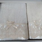 Набор полотенец для ванной в подарочной упаковке 2 пр. Pupilla CLARA бамбуковая махра бежевый, фото, фотография