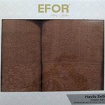 Подарочный набор полотенец для ванной 50х90, 70х140 Efor NAZENDE хлопковая махра кофейный, фото, фотография