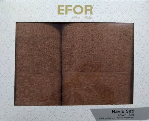 Подарочный набор полотенец для ванной 50х90, 70х140 Efor NAZENDE хлопковая махра кофейный, фото, фотография