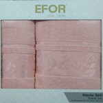 Подарочный набор полотенец для ванной 50х90, 70х140 Efor LEAF TIME хлопковая махра персиковый, фото, фотография