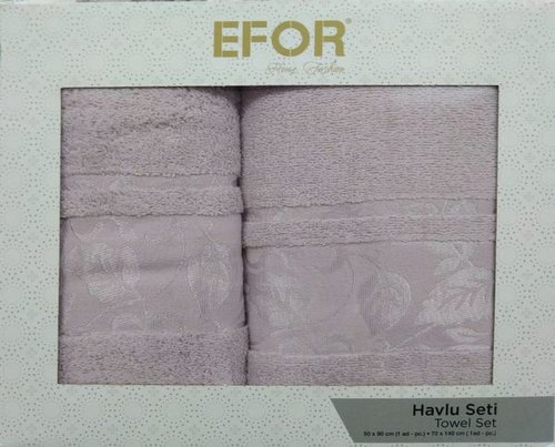 Подарочный набор полотенец для ванной 50х90, 70х140 Efor LEAF TIME хлопковая махра лиловый, фото, фотография