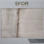 Подарочный набор полотенец для ванной 50х90, 70х140 Efor LEAF TIME хлопковая махра кремовый, фото, фотография