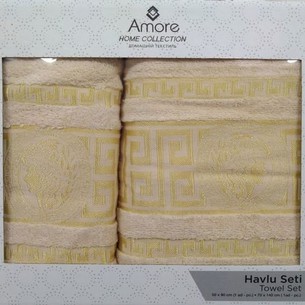 Подарочный набор полотенец для ванной 50х90, 70х140 Efor GREEK хлопковая махра бежевый