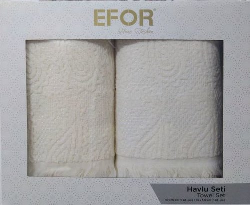 Подарочный набор полотенец для ванной 50х90, 70х140 Efor GORDON хлопковая махра кремовый, фото, фотография