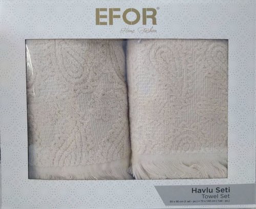 Подарочный набор полотенец для ванной 50х90, 70х140 Efor GORDON хлопковая махра бежевый, фото, фотография