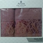 Подарочный набор полотенец для ванной 50х90, 70х140 Efor GIZLI хлопковая махра кирпичный, фото, фотография