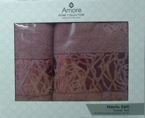 Подарочный набор полотенец для ванной 50х90, 70х140 Efor GIZLI хлопковая махра кирпичный, фото, фотография
