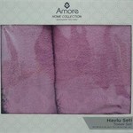 Подарочный набор полотенец для ванной 50х90, 70х140 Efor GIZLI хлопковая махра темно-розовый, фото, фотография