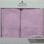 Подарочный набор полотенец для ванной 50х90, 70х140 Efor DAMASK хлопковая махра розовый, фото, фотография