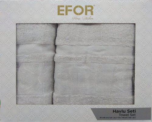 Подарочный набор полотенец для ванной 50х90, 70х140 Efor BUMERANG хлопковая махра светло-серый, фото, фотография