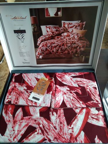 Постельное белье Istanbul Home Collection VOSSE RED хлопковый сатин евро, фото, фотография