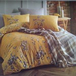 Постельное белье с пледом Istanbul Home Collection WILBOURN хлопковый ранфорс горчичный евро, фото, фотография