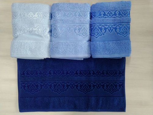 Набор полотенец для ванной 4 шт. Luzz CTN-10 хлопковая махра голубой 50х90, фото, фотография