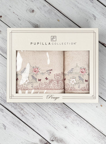 Набор полотенец для ванной в подарочной упаковке 50х90, 70х140 Pupilla MATILDA хлопковая махра V3, фото, фотография