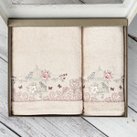 Набор полотенец для ванной в подарочной упаковке 50х90, 70х140 Pupilla MATILDA хлопковая махра V3, фото, фотография