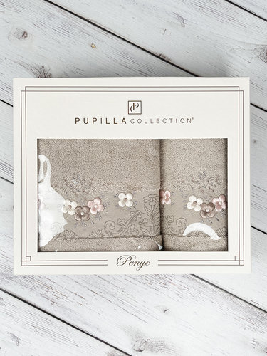 Набор полотенец для ванной в подарочной упаковке 50х90, 70х140 Pupilla MATILDA хлопковая махра V5, фото, фотография