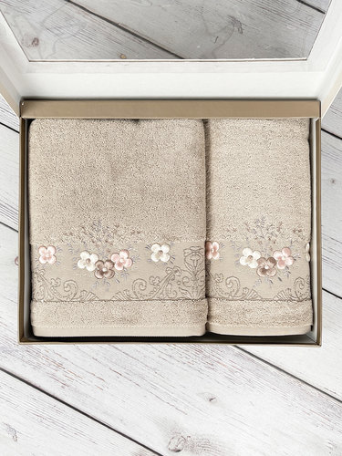 Набор полотенец для ванной в подарочной упаковке 50х90, 70х140 Pupilla MATILDA хлопковая махра V5, фото, фотография