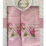 Подарочный набор полотенец для ванной 50х90, 70х140 Efor БУКЕТ СИРЕНИ хлопковая махра розовый/сухая роза, фото, фотография