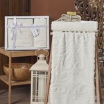 Подарочный набор полотенец для ванной 50х90, 70х140 Philippus EDNA хлопковая махра кремовый, фото, фотография