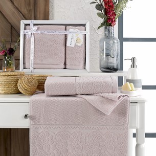 Подарочный набор полотенец для ванной 50х90, 70х140 Philippus CLARA хлопковая махра светло-розовый