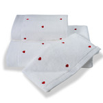 Подарочный набор полотенец для ванны 30х50, 50х100, 85х150 Maison Dor SOFT HEARTS хлопковая махра белый+красный, фото, фотография