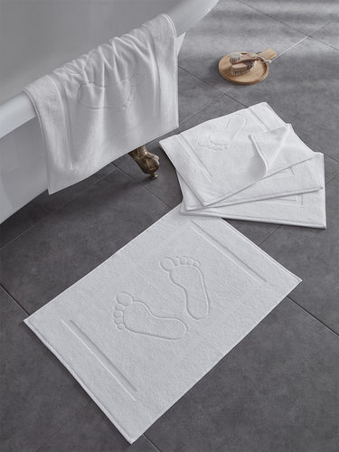 Набор ковриков для ванной 5 шт. Karna GRAVEL махра хлопок белый 50х70, фото, фотография