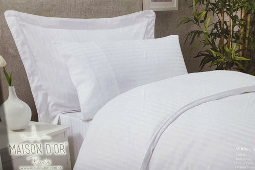 Постельное белье Maison Dor NEW RAILS хлопковый сатин-жаккард белый 1,5 спальный, фото, фотография