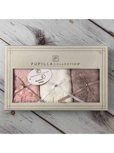 Подарочный набор полотенец-салфеток 3 шт. Pupilla VITA бамбуковая махра V1, фото, фотография