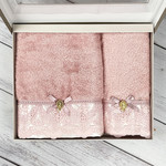 Набор полотенец для ванной в подарочной упаковке 2 пр. Pupilla CLARA бамбуковая махра V1, фото, фотография