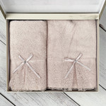 Набор полотенец для ванной в подарочной упаковке 2 пр. Pupilla LIYA бамбуковая махра V1, фото, фотография