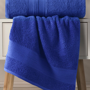 Набор полотенец для ванной 50х90(1), 70х140(1) Karna SOLID хлопковая махра королевский синий