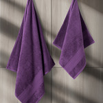 Набор полотенец для ванной 50х90(1), 70х140(1) Karna SOLID хлопковая махра фиолетовый, фото, фотография