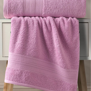 Набор полотенец для ванной 50х90(1), 70х140(1) Karna SOLID хлопковая махра розовый