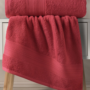 Набор полотенец для ванной 50х90(1), 70х140(1) Karna SOLID хлопковая махра красный
