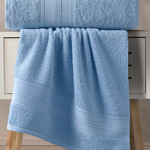 Набор полотенец для ванной 50х90(1), 70х140(1) Karna SOLID хлопковая махра голубой, фото, фотография