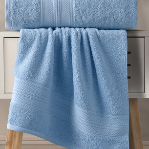 Набор полотенец для ванной 50х90(1), 70х140(1) Karna SOLID хлопковая махра голубой