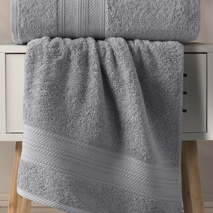 Набор полотенец для ванной 50х90(1), 70х140(1) Karna SOLID хлопковая махра тёмно-серый