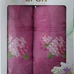 Подарочный набор полотенец для ванной 50х90, 70х140 Efor LEYLAK хлопковая махра розовый, фото, фотография