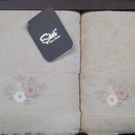 Подарочный набор полотенец для ванной 50х90, 70х140 Sikel MENEKSE хлопковая махра персиковый, фото, фотография