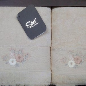 Подарочный набор полотенец для ванной 50х90, 70х140 Sikel MENEKSE хлопковая махра персиковый