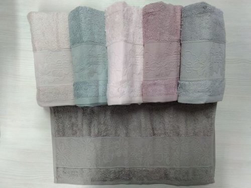 Набор полотенец для ванной 6 шт. Sikel FLOWERS бамбуковая махра 50х90, фото, фотография
