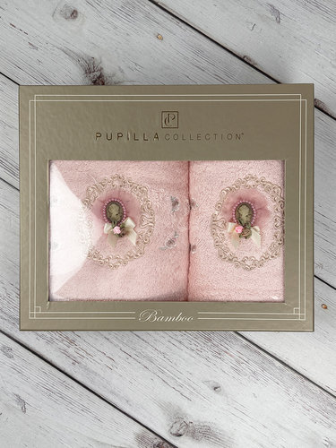 Набор полотенец для ванной в подарочной упаковке 2 пр. Pupilla LIZA бамбуковая махра V2, фото, фотография