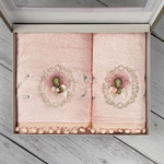 Набор полотенец для ванной в подарочной упаковке 2 пр. Pupilla LIZA бамбуковая махра V2, фото, фотография