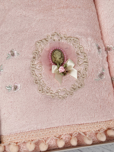 Набор полотенец для ванной в подарочной упаковке 2 пр. Pupilla LIZA бамбуковая махра V2, фото, фотография