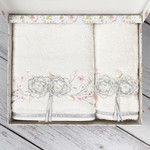 Набор полотенец для ванной в подарочной упаковке 2 пр. Pupilla ROSE LINDA бамбуковая махра V1, фото, фотография